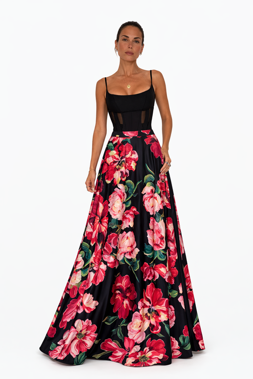 Falda semi plato Rose negro