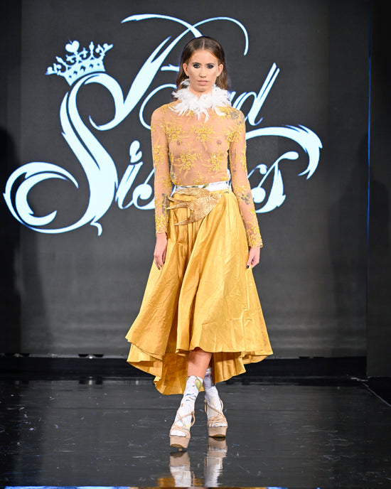 Falda Plato Seda Oro