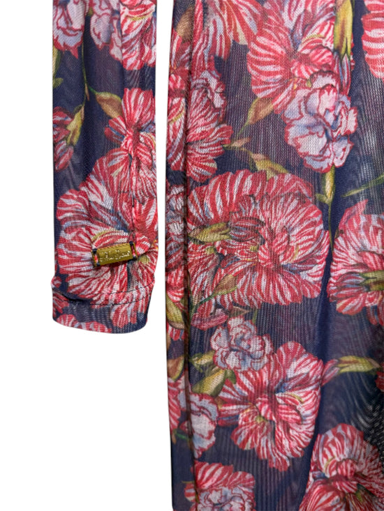 Vestido de malla Clavel manga larga con arte pintado a mano