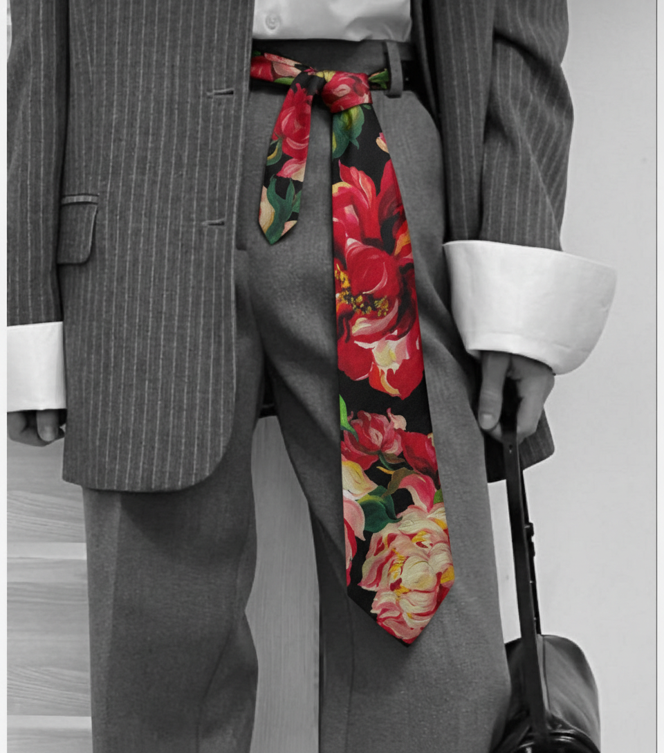 Corbata de Seda Twill Bad Sisters Rose Negro contactanos x emvio el mismo día  )