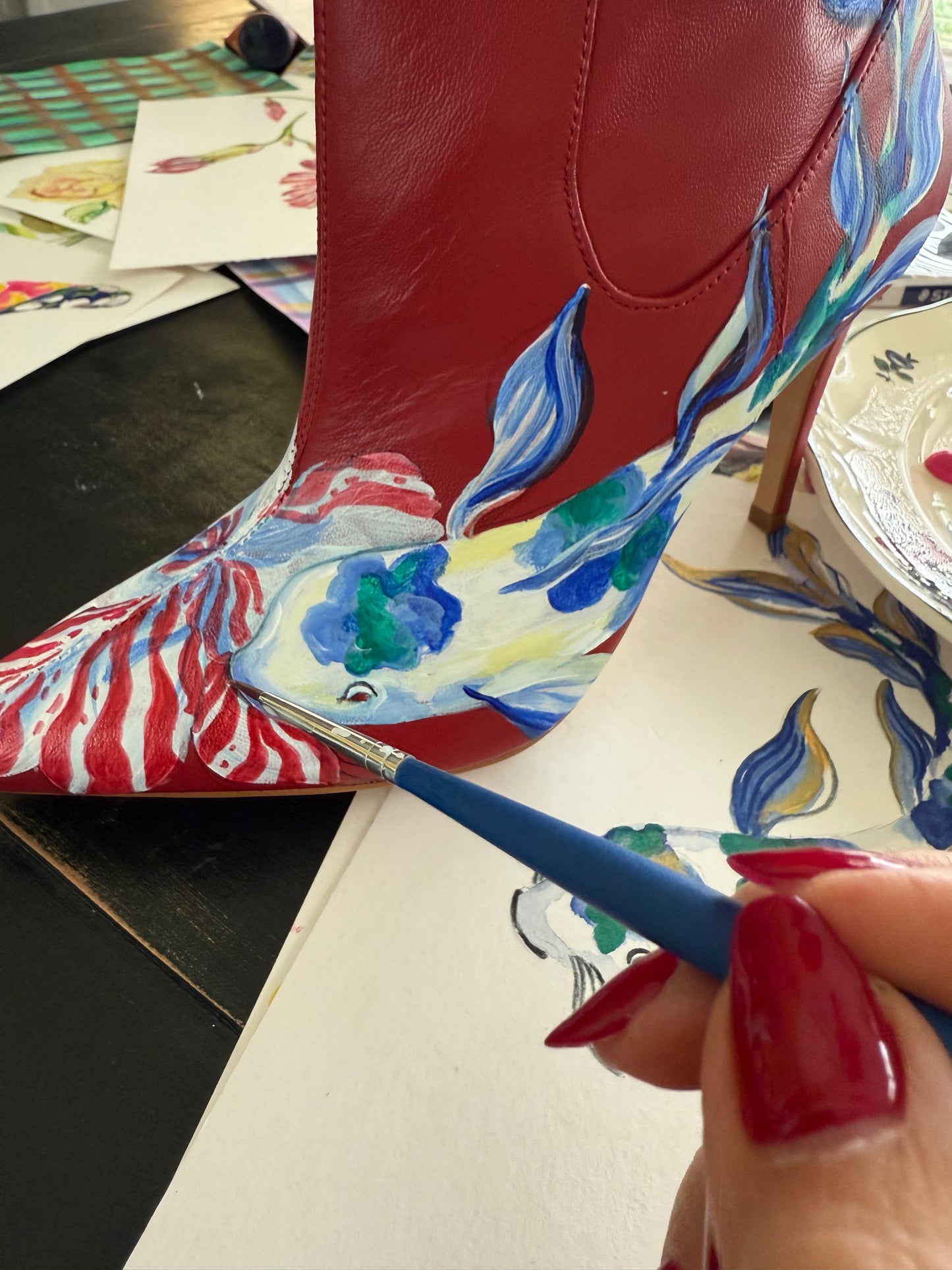 Botines de cuero pintados a mano – Colaboración Bad Sisters Beo Zapatos