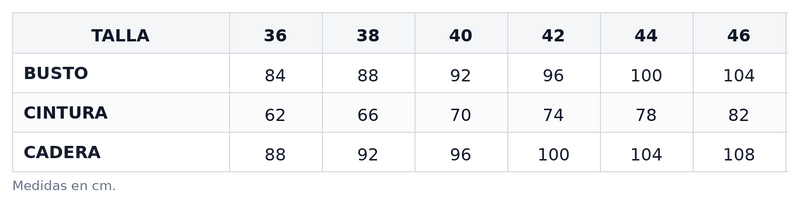 Guía de tallas — Blusa Rosetón Leopardo