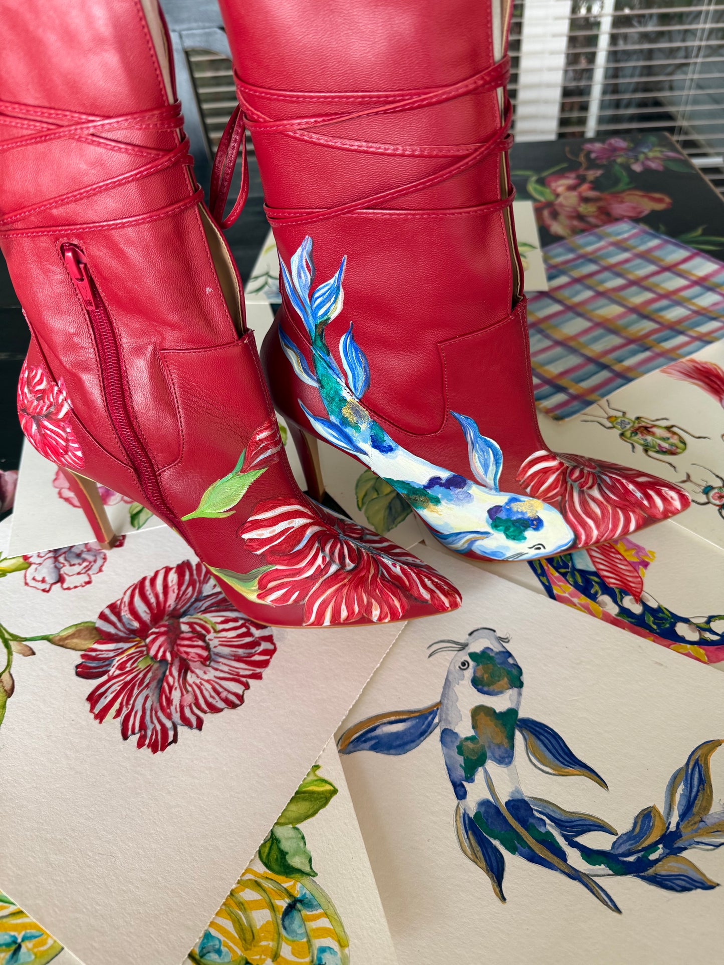 Botines de cuero pintados a mano – Colaboración Bad Sisters Beo Zapatos