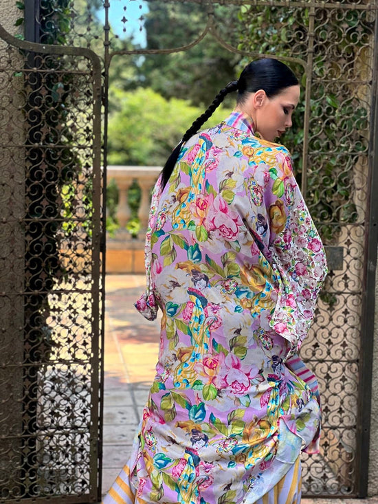 Kimono largo floral geisha rose
