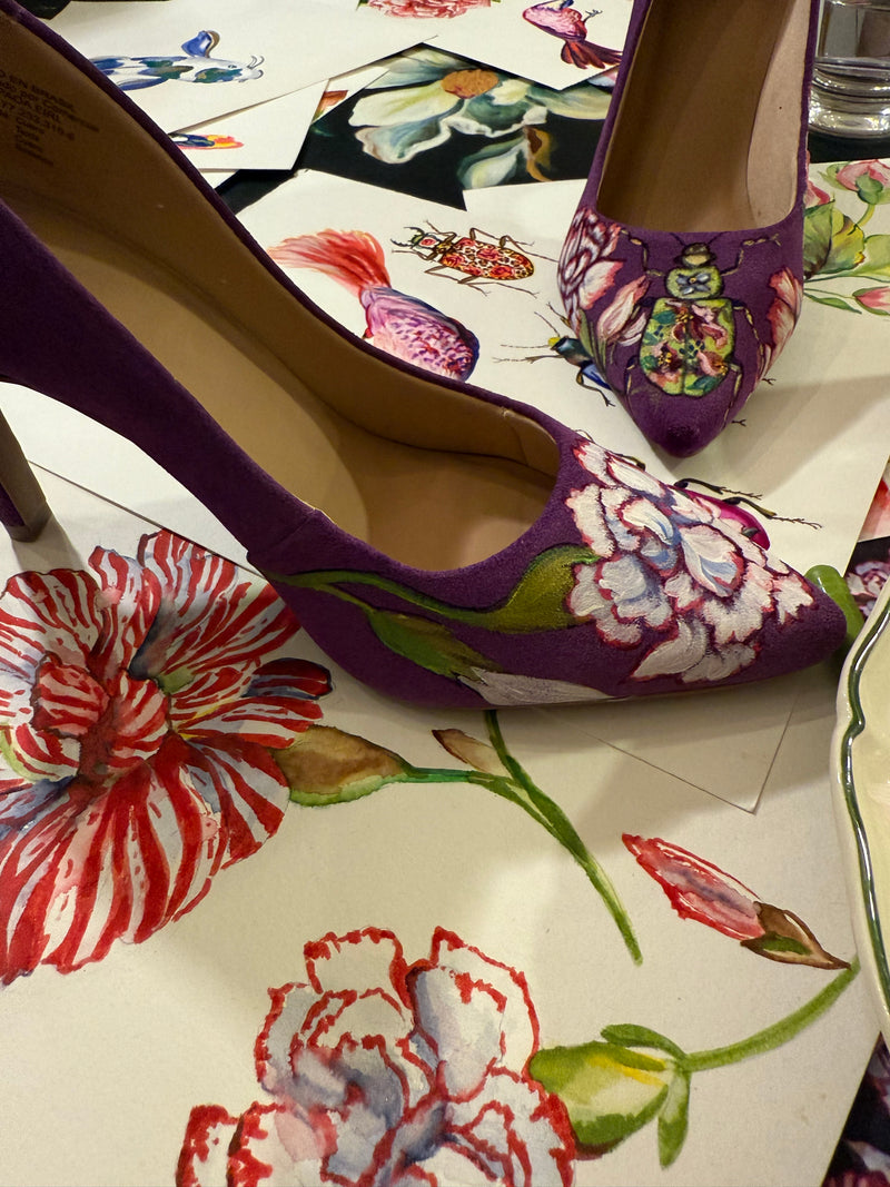 Stilettos Morados Pintados a Mano