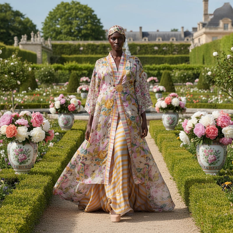 Falda Semi Plato Rayas Amarillas