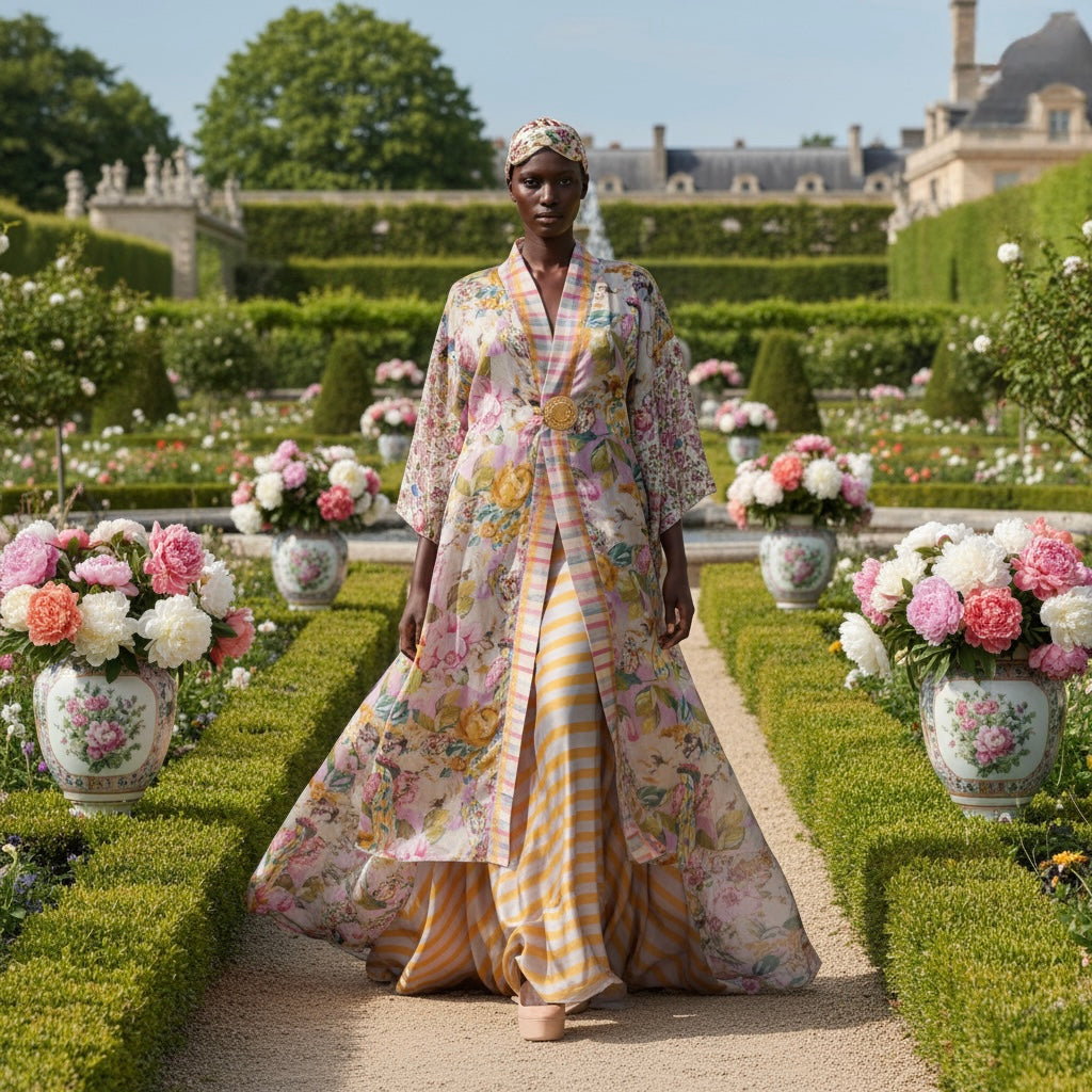 Falda semi plato rayas amarillas