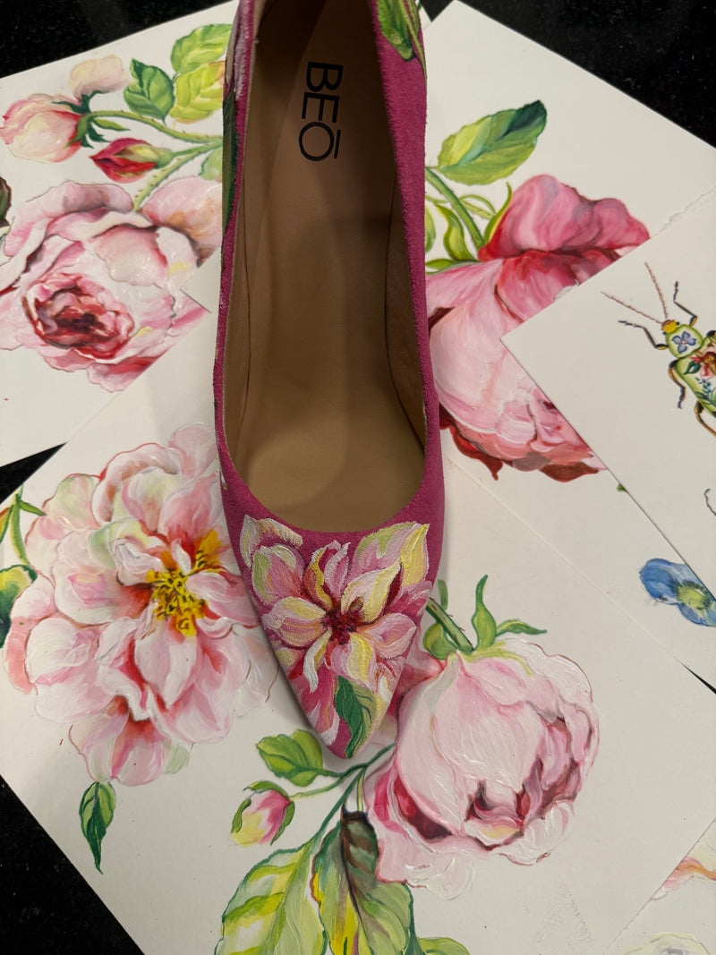 Stiletto Fucsia Pintado a Mano