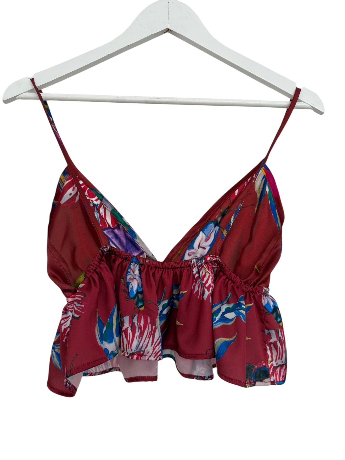 Top Peplum Floral Geisha rojo