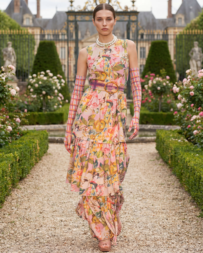 Vestido Largo Lino Geisha Rosado