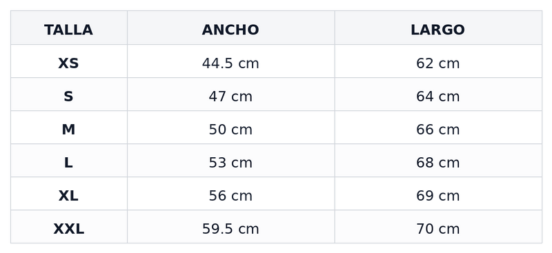 Guía de tallas — Polerón Canguro “Be Infinity”