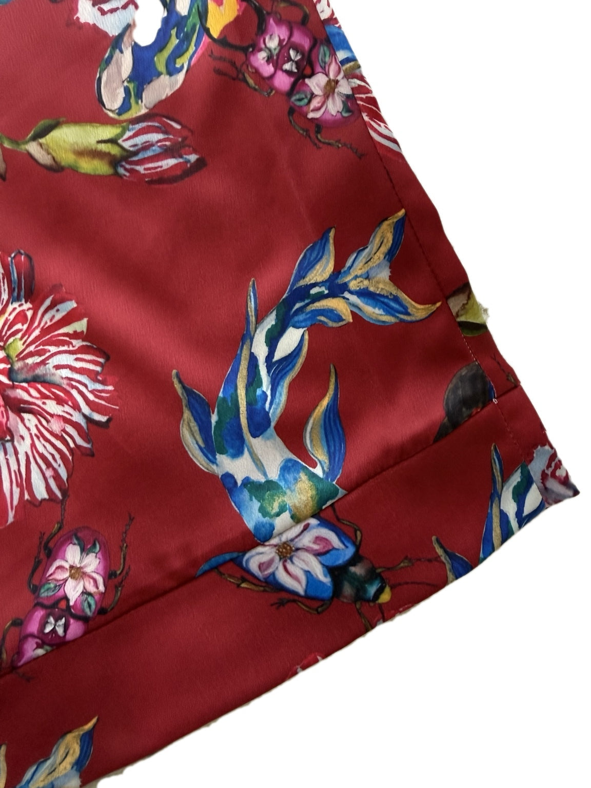 Detalle de terminación de pantalón pijama Geisha Rojo