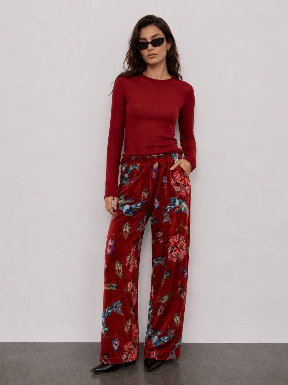 Pantalón Velvet Geisha Rojo | Bad Sisters