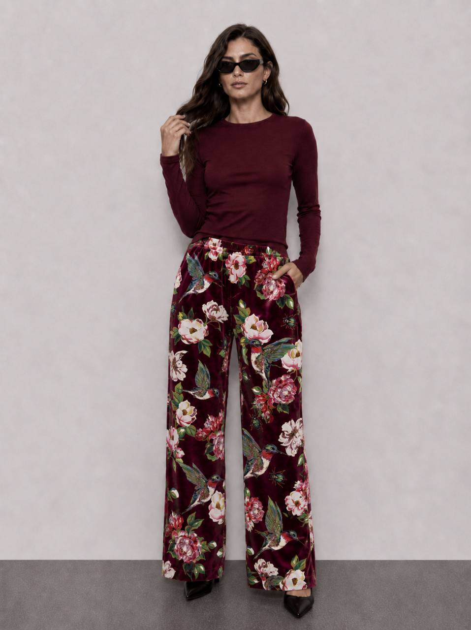 Pre Order - Pantalón Velvet Colibrí Burdeo | Bad Sisters