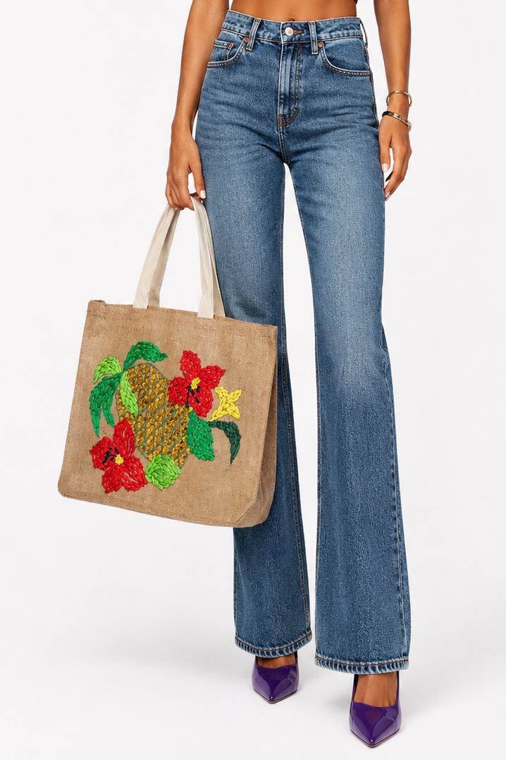 Bolsa Grande Piña Tropical Bordada | Bad Sisters