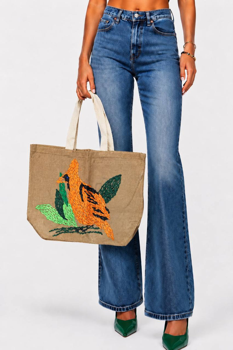 Bolsa Grande Pájaro Tropical Bordada | Bad Sisters