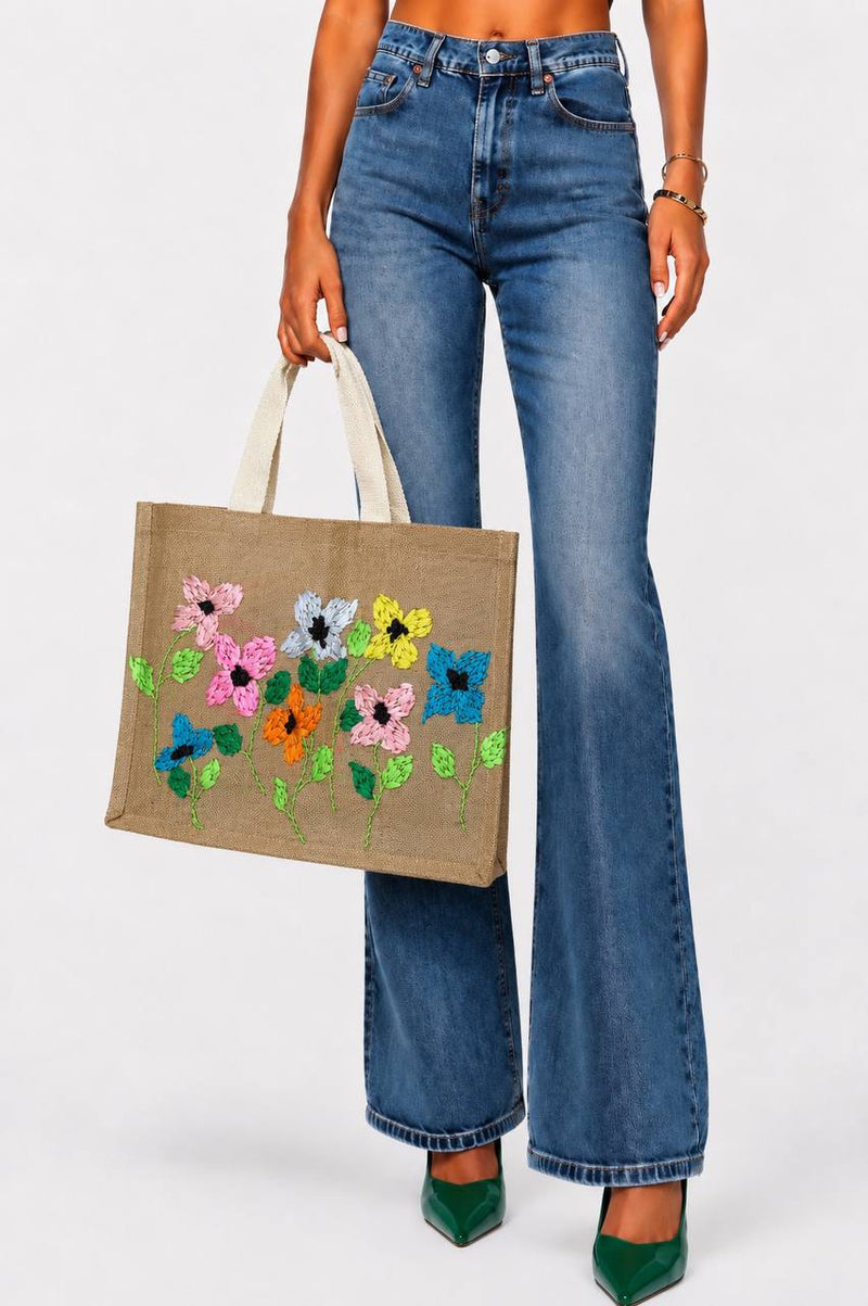 Bolsa Grande Flores Bordadas Bordada | Bad Sisters