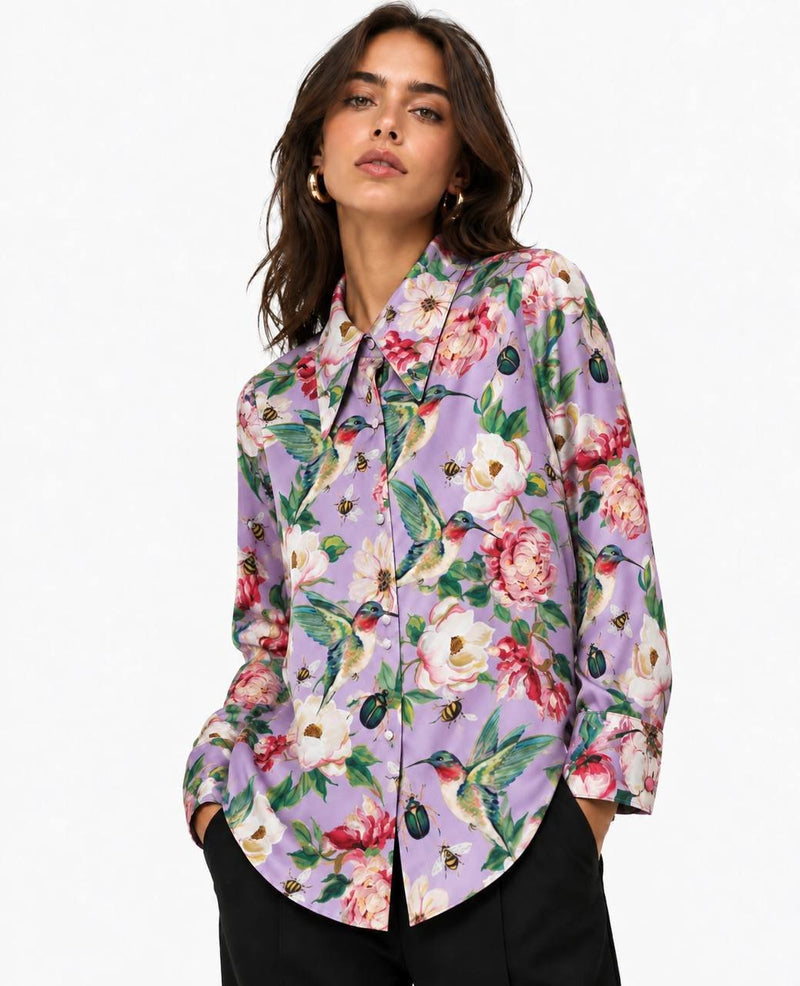 Camisa Colibrí Malva Símil Seda