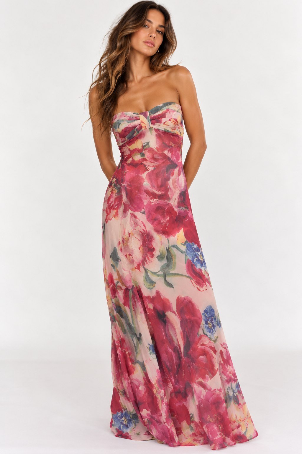 Vestido Mom Largo Rosas Rosado