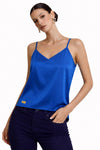 Top azul pintado a mano de Bad Sisters