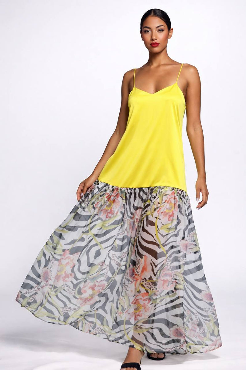 Vestido largo de gasa estampada semi transparente Base C de Bad Sisters