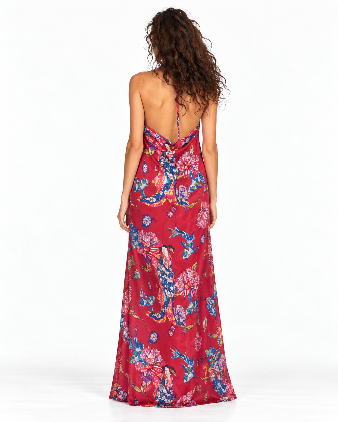 Vestido Halter Geisha Rojo Bad Sisters espalda descubierta