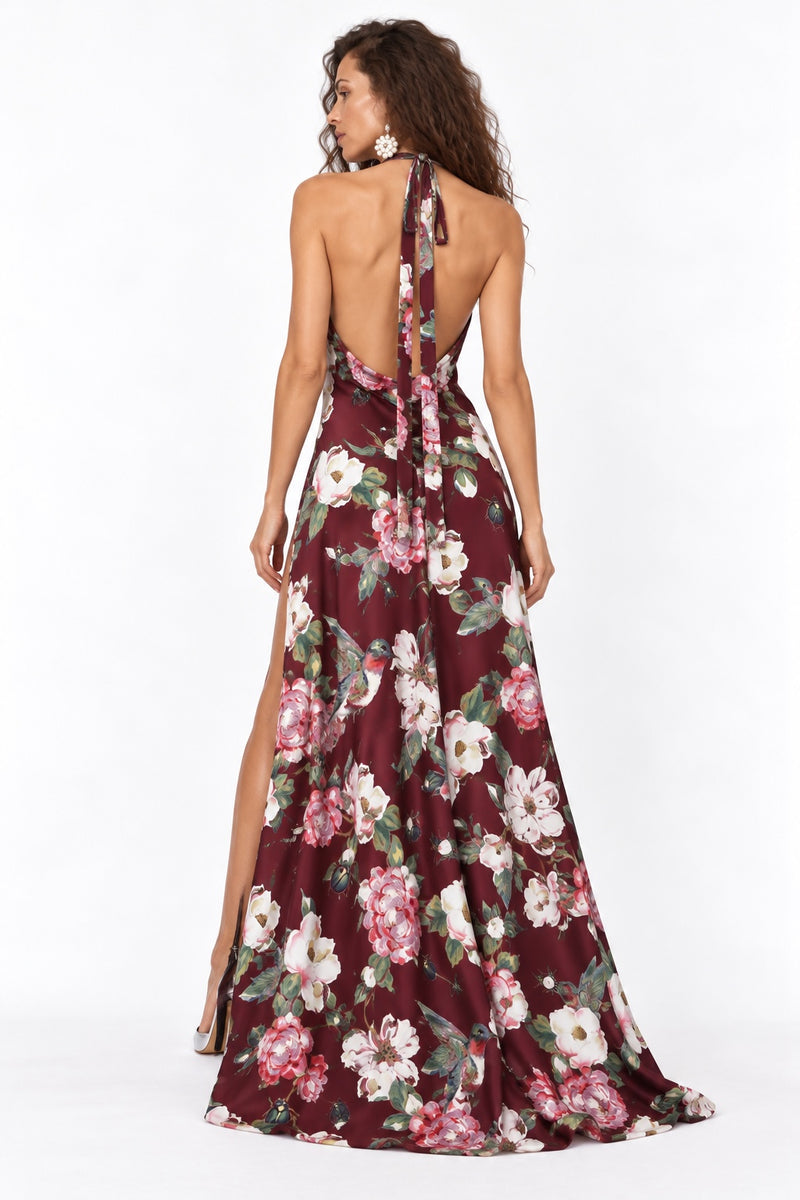 Vestido Jardín Colibrí Burdeos