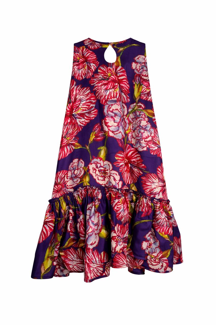 Vestido tutú seda claveles vista posterior